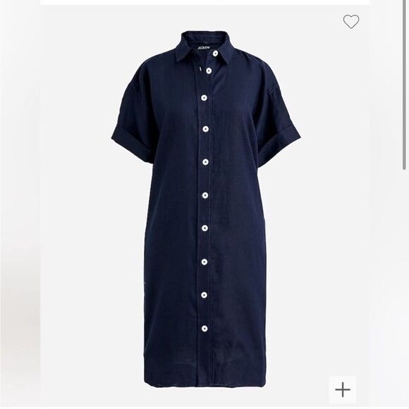 J. Crew Linen Shirt Dress Midi Relaxed-fit short-sleeve - Picture 2 of 11